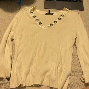 white top with detailed collar